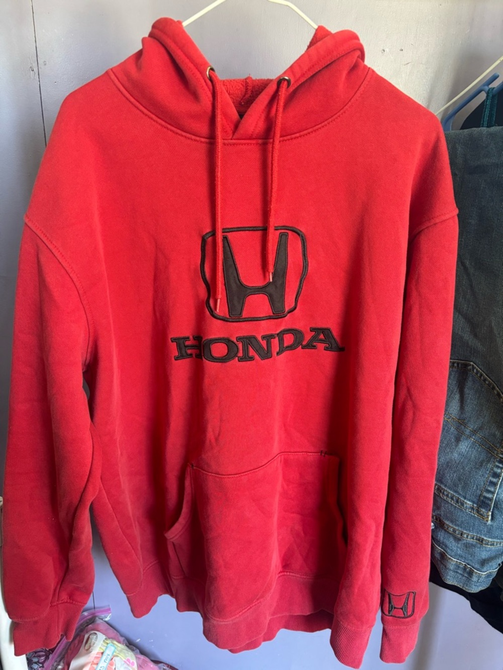 Men's Red Hooded Logo Sweatshirt